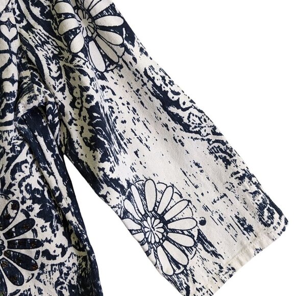 Gaudy Couture Jacket Size Medium M Womens Navy Blue Cotton Sequins Metal Buttons - Picture 6 of 12